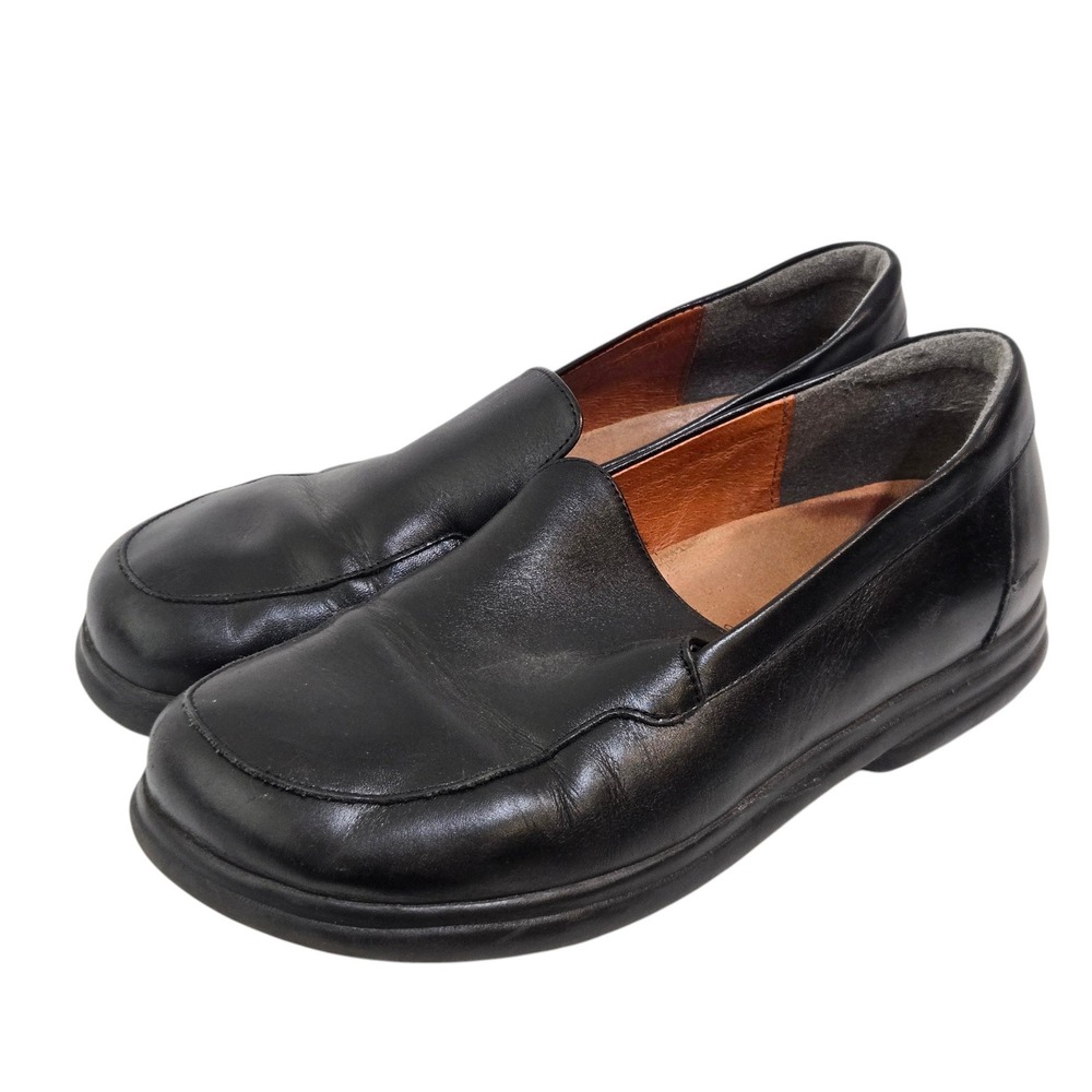 Footprints Birkenstock Loafers Womens 38  7-7.5 Black Leather Slip On Germany
